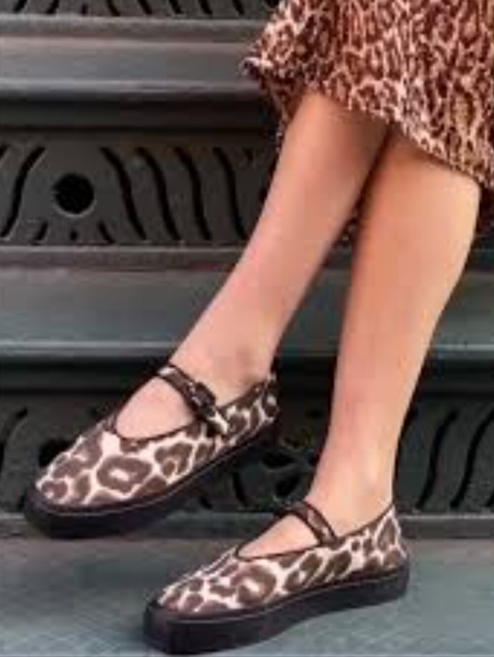 Loeffler Randall Leopard Print Mary Jane Flats with Black Platform